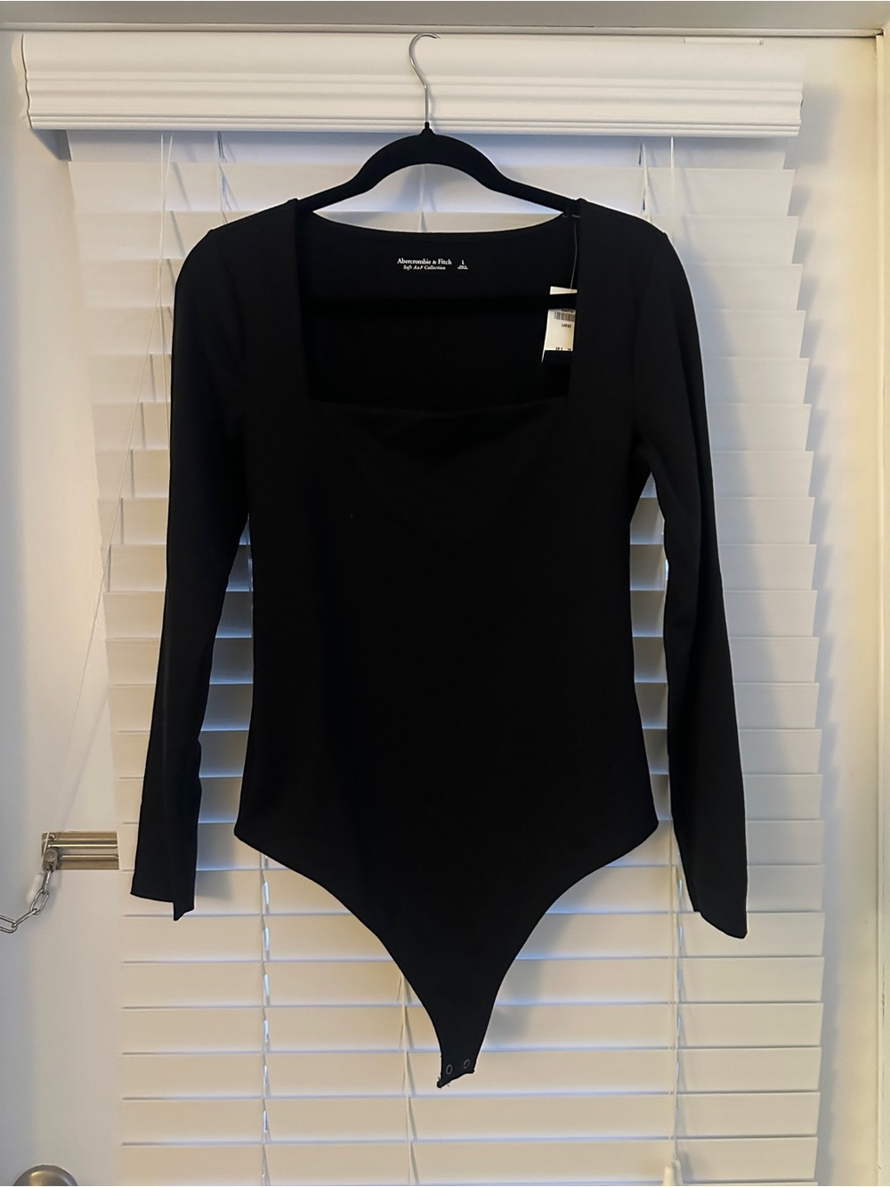 Abercrombie & Fitch Black Long-Sleeve Square-Neck Bodysuit